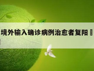 山东一境外输入确诊病例治愈者复阳㊙️的简单介绍